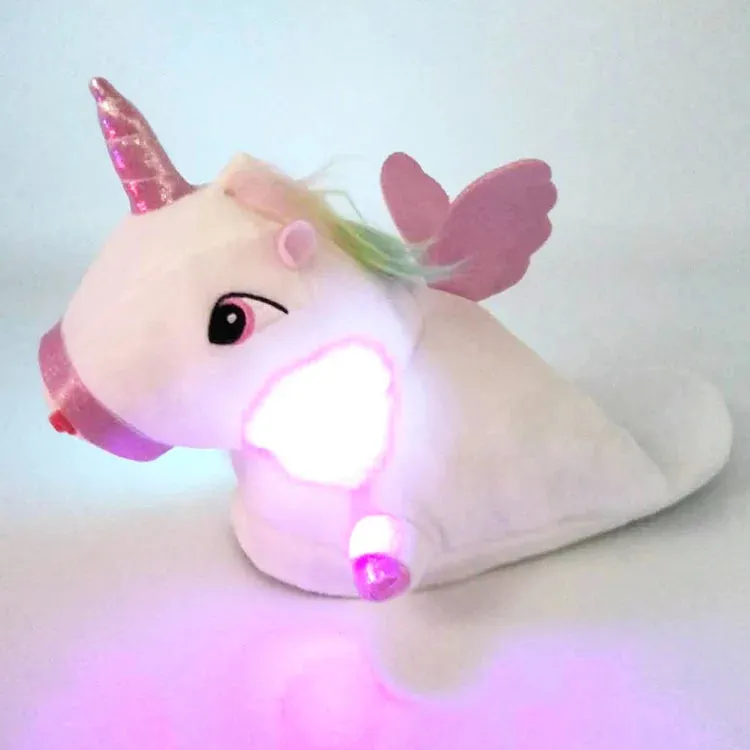 Unicorn Plush Slippers with LED Light