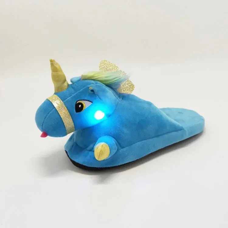 Unicorn Plush Slippers with LED Light