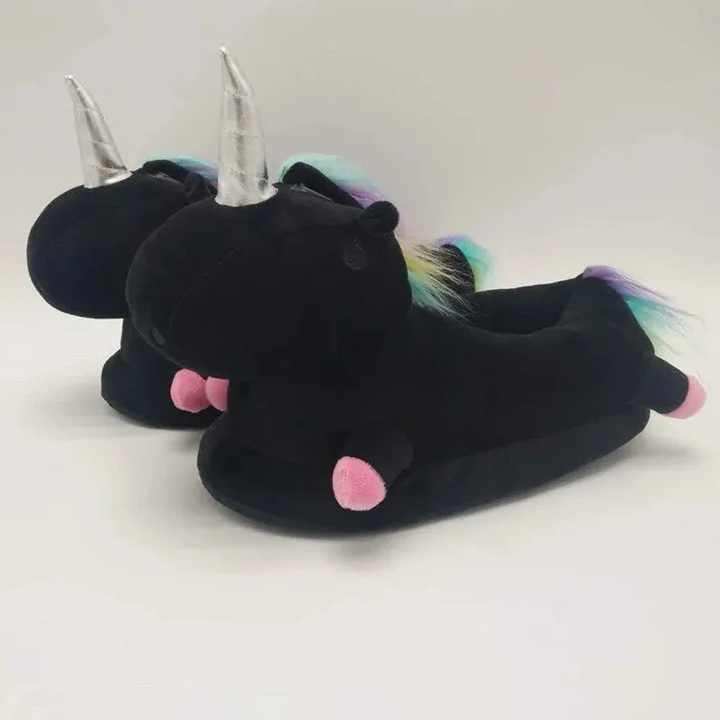 Unicorn Plush Slippers with LED Light