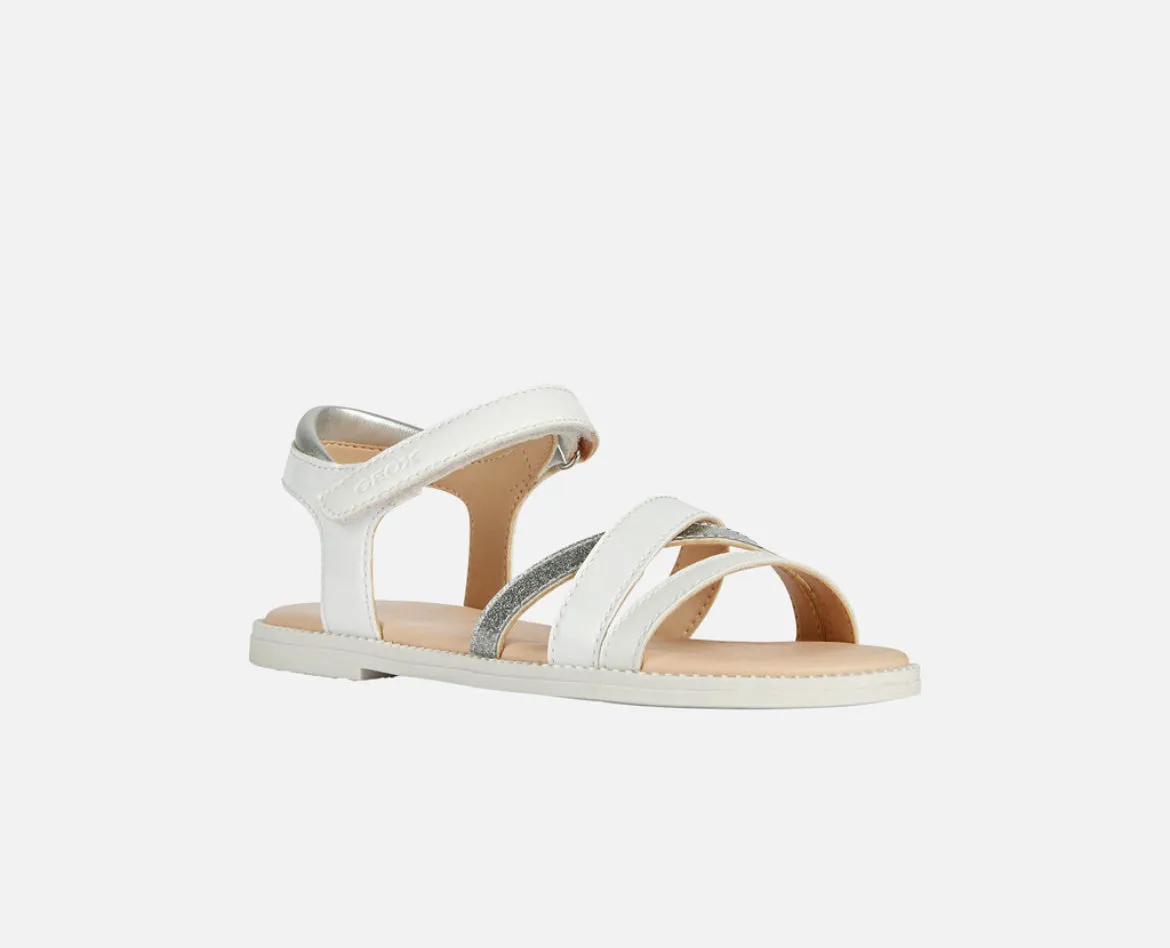 White and silver sandal for girls with a contemporary casual-chic aesthetic J Karly