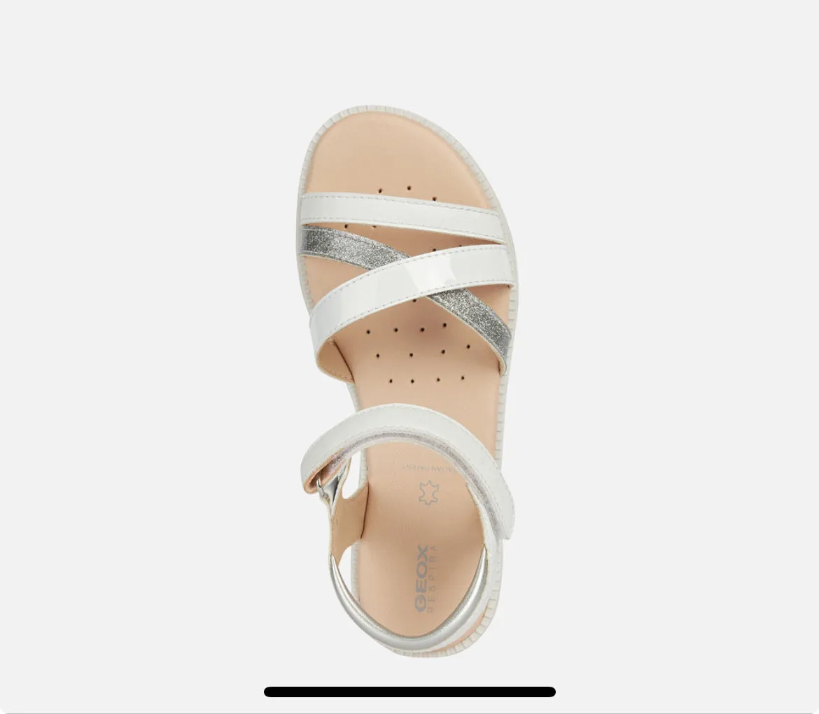 White and silver sandal for girls with a contemporary casual-chic aesthetic J Karly