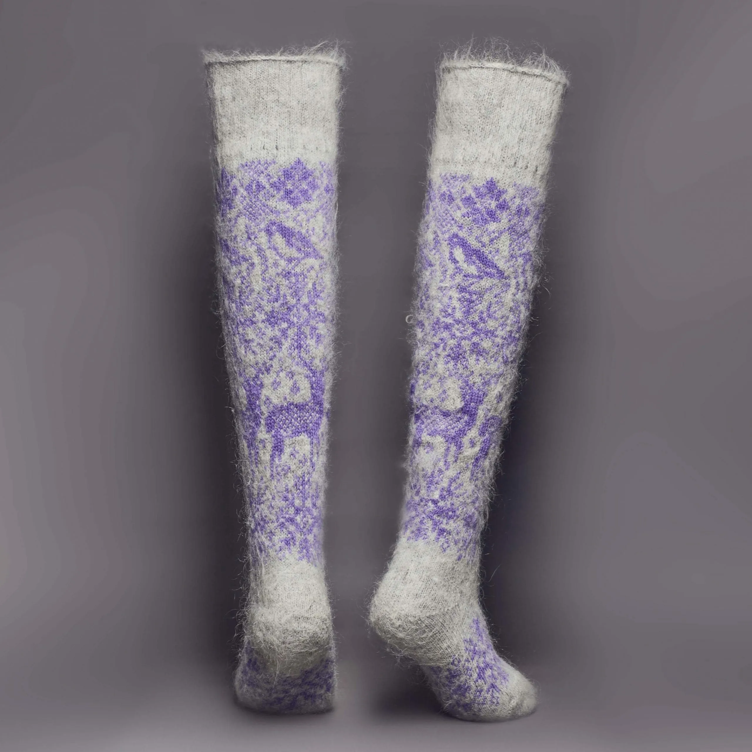 Women's Purple Dream Goat Wool Over-the-Knee Socks